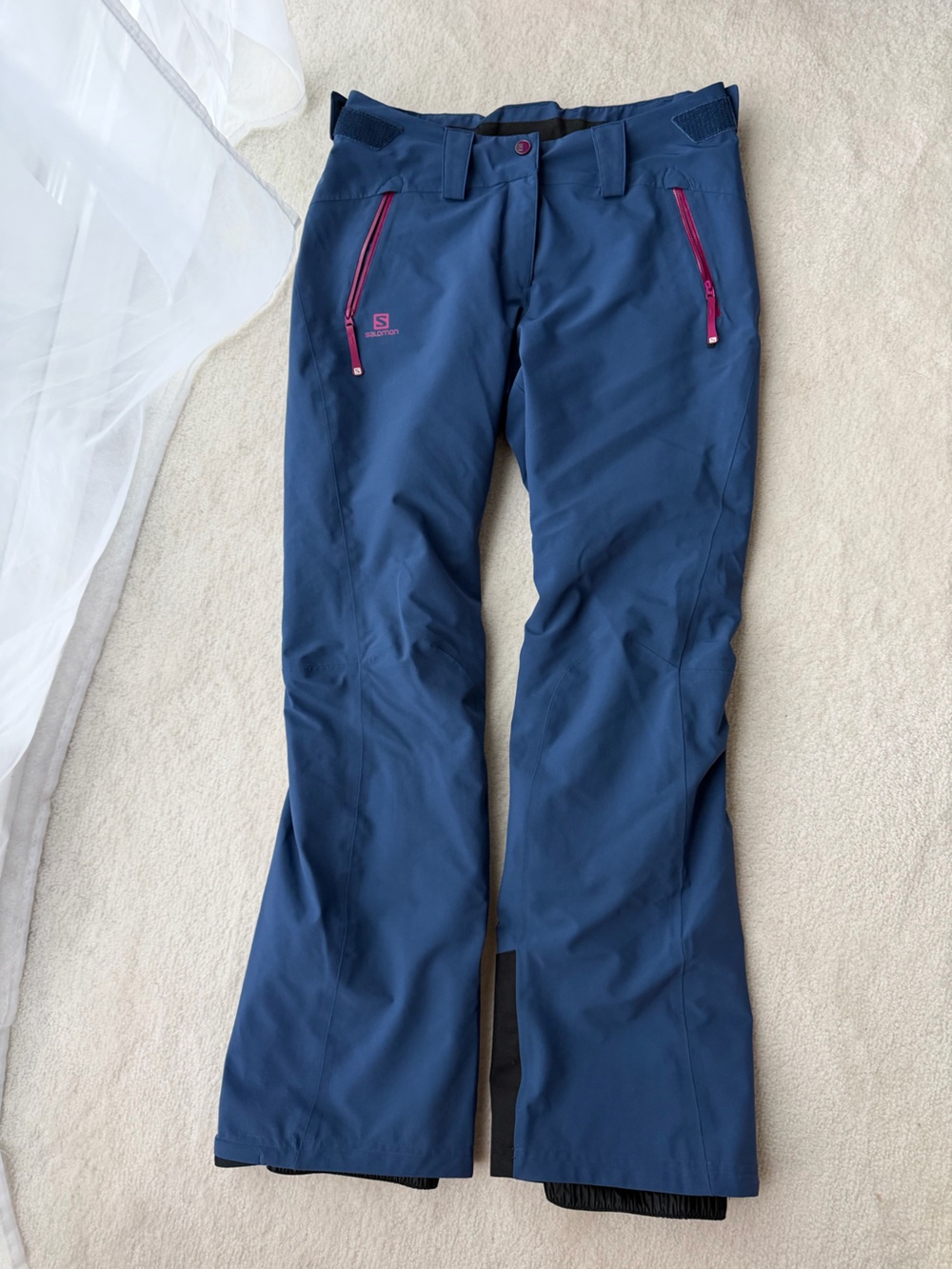 Salomon Women's Navy Blue Flare Ski Snow Pants with Pink Trim